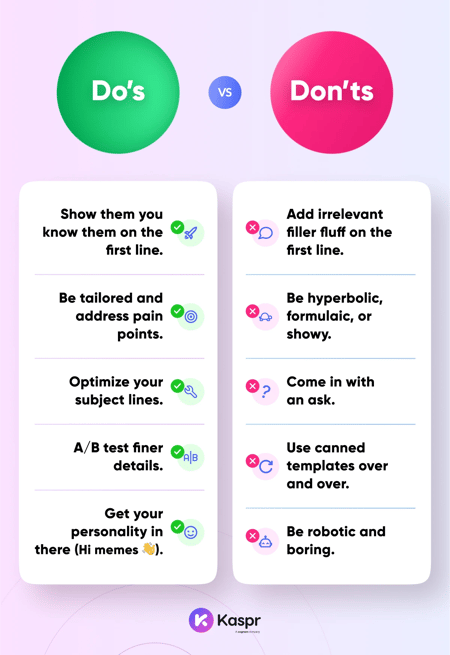 Graphic of cold email outreach dos and donts